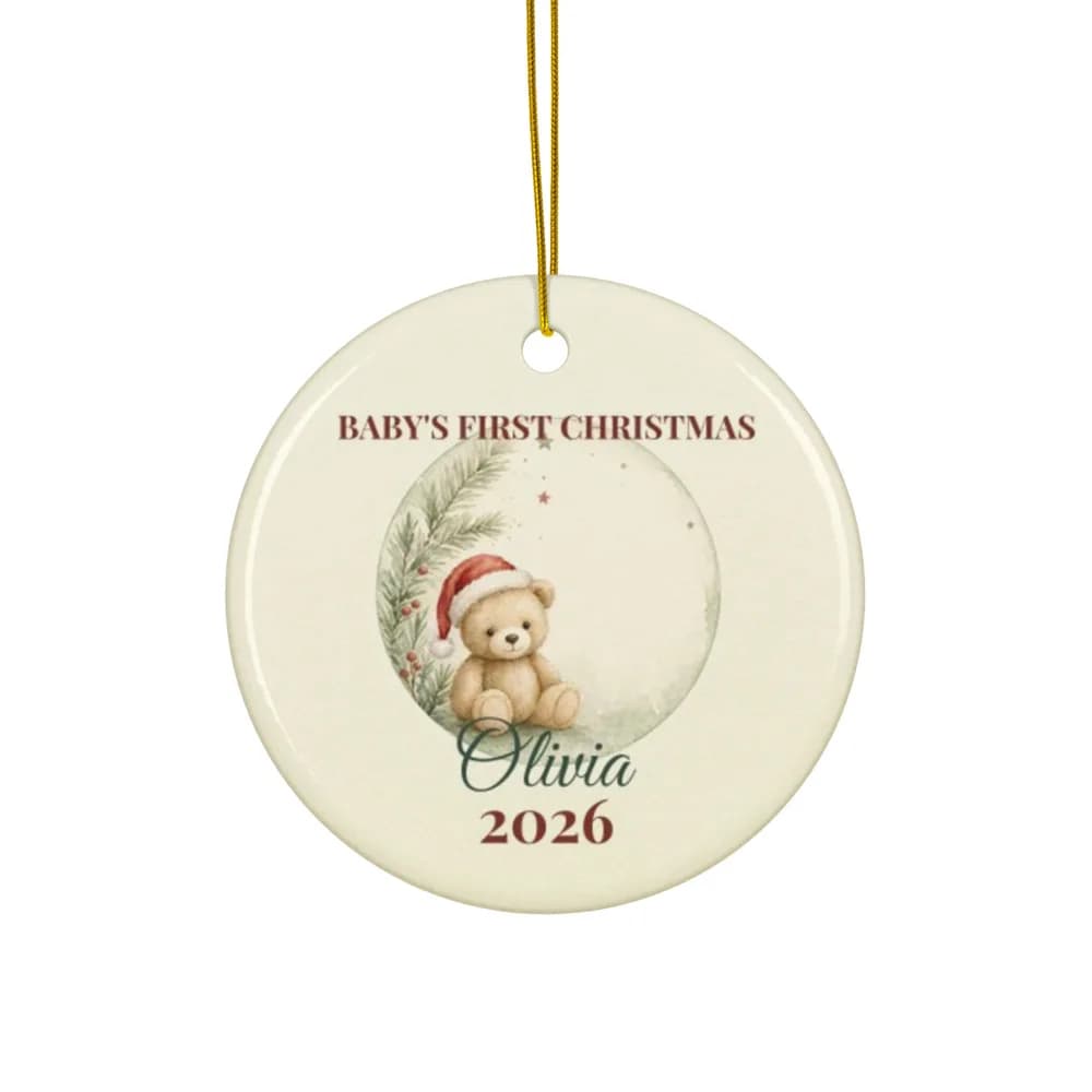 Baby's First Christmas Teddy Ceramic Ornament
