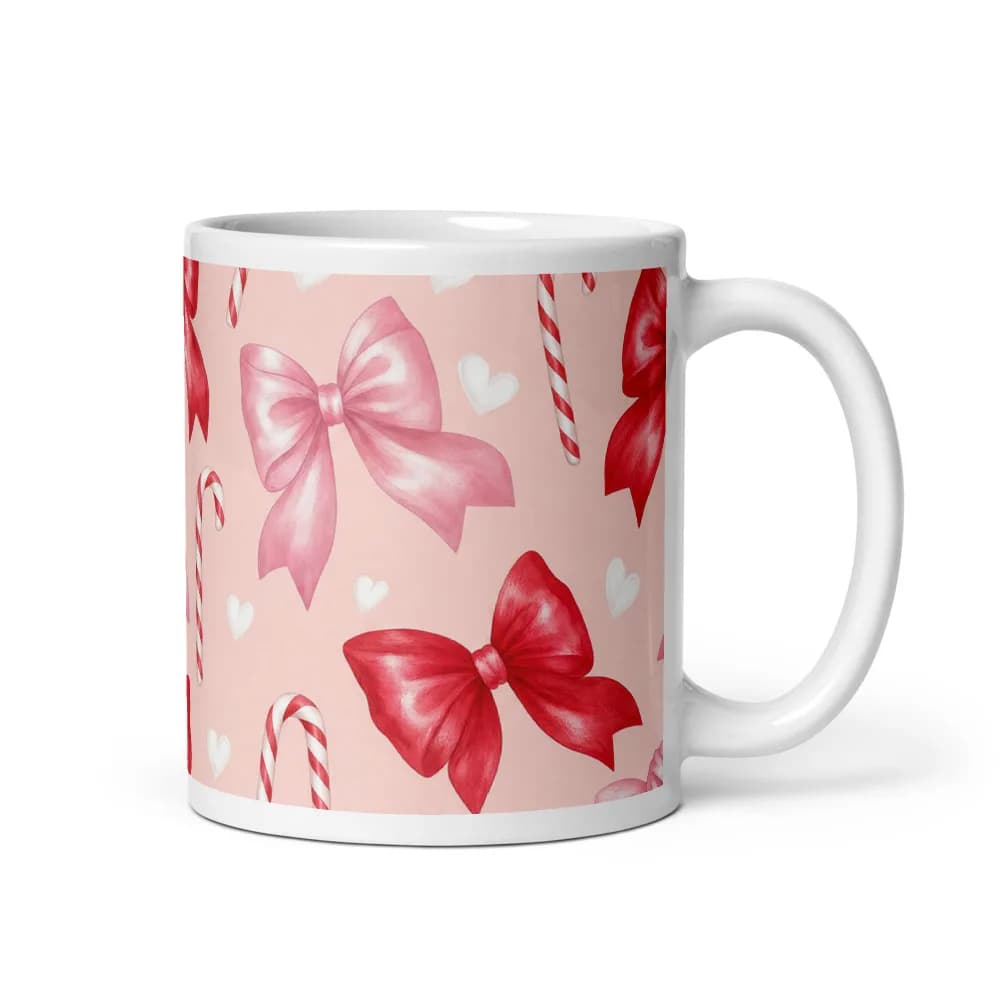 Bows and Candy Canes Pattern Mug