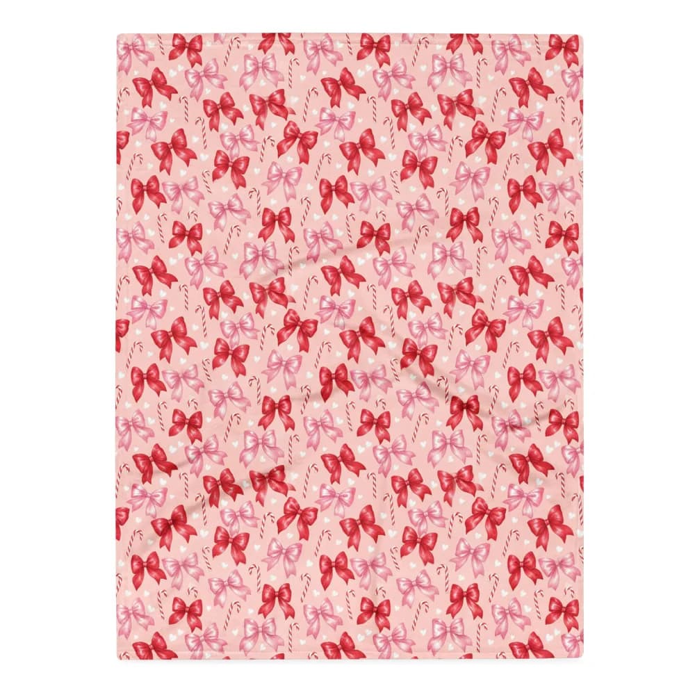 Bows and Candy Canes Pattern Throw Blanket