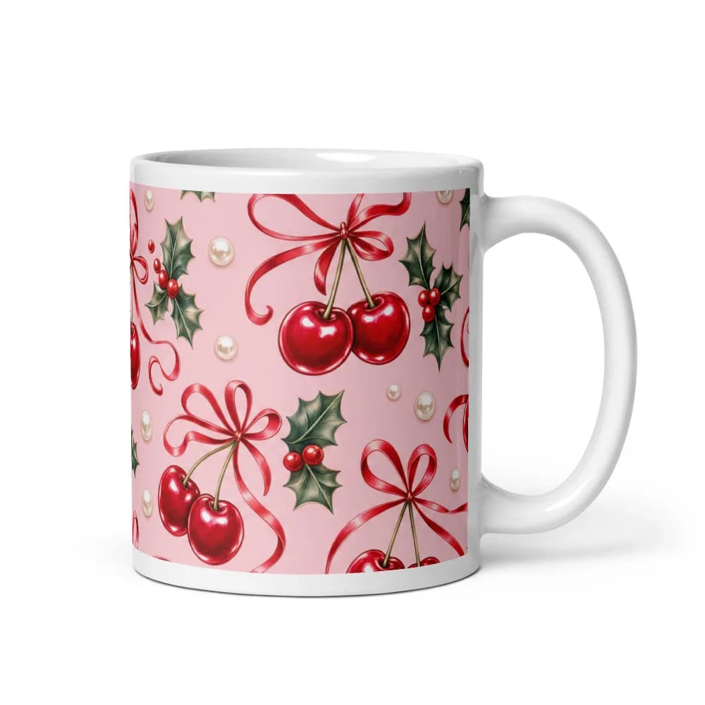 Cherry Bows on Ballet Pink Mug