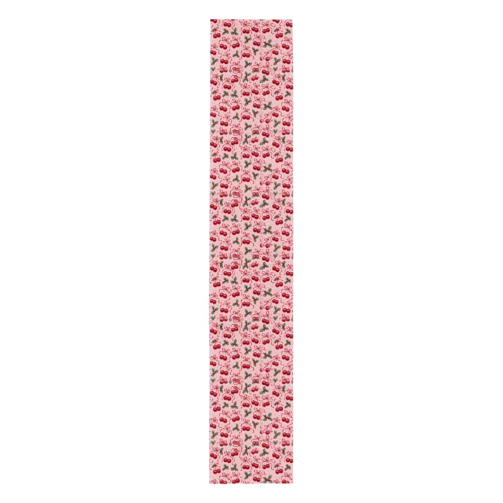 Cherry Bows on Ballet Pink Table Runner