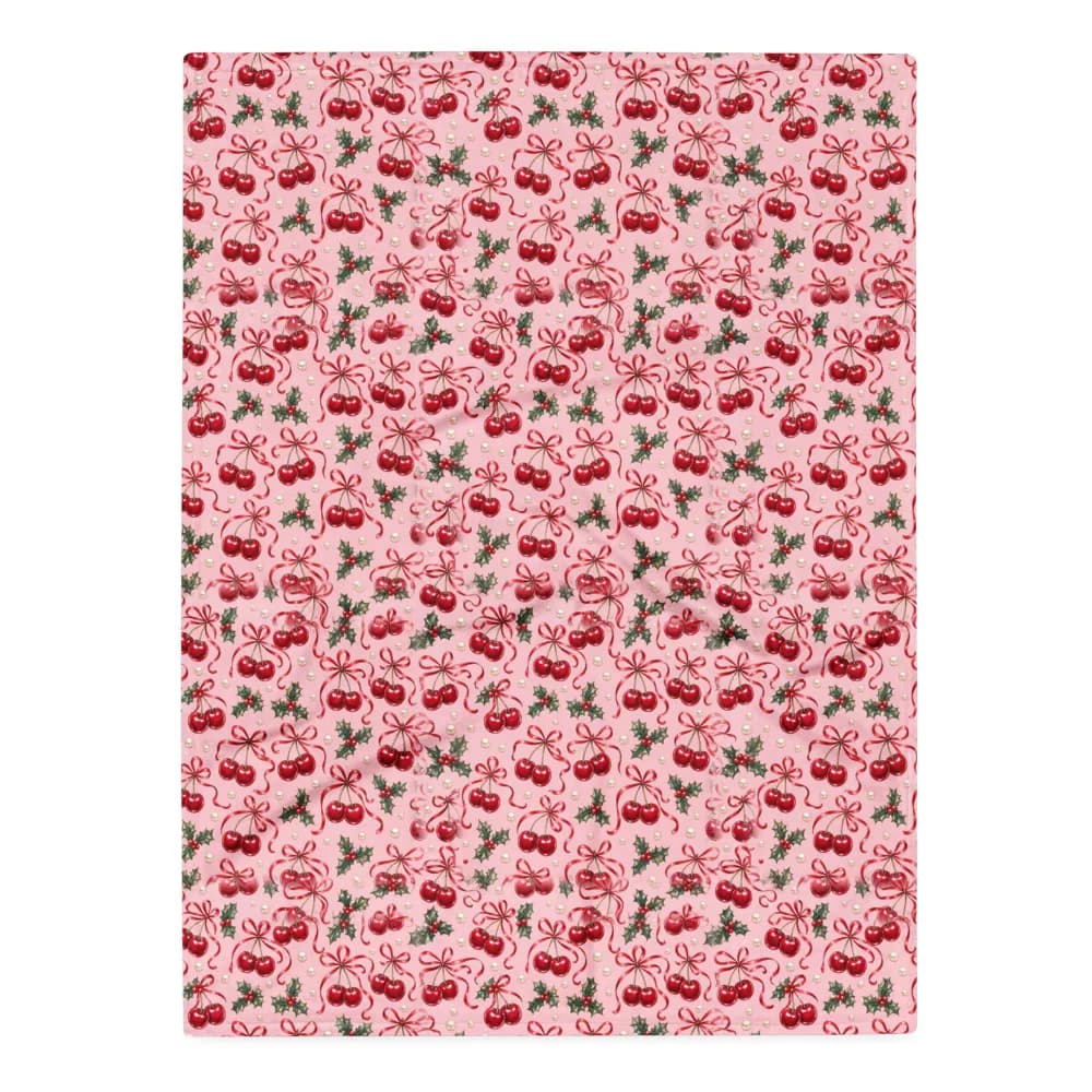 Cherry Bows on Ballet Pink Throw Blanket