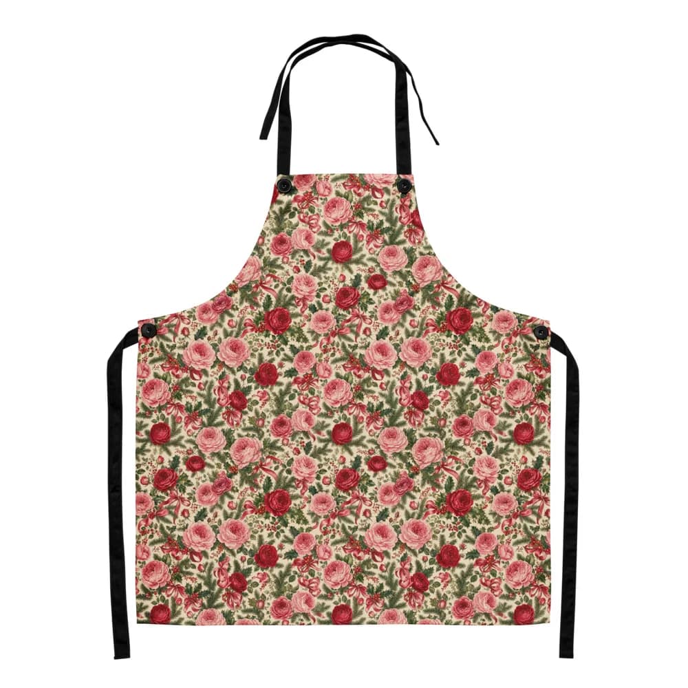 Chintz Christmas Roses Pattern Apron