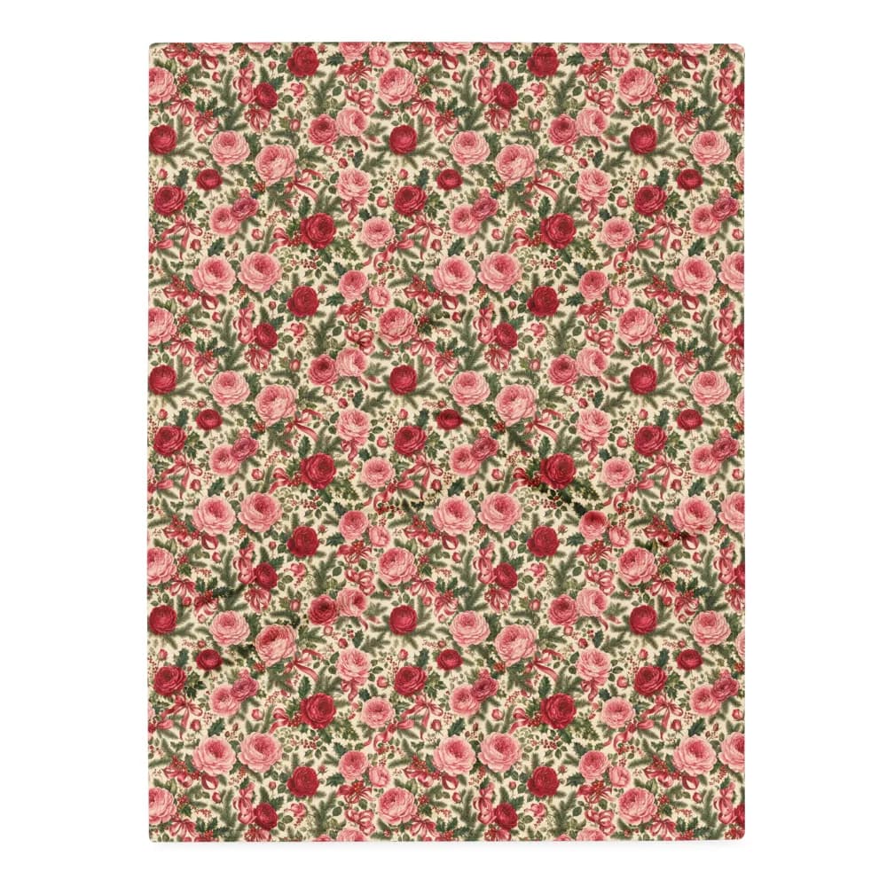 Chintz Christmas Roses Pattern Throw Blanket