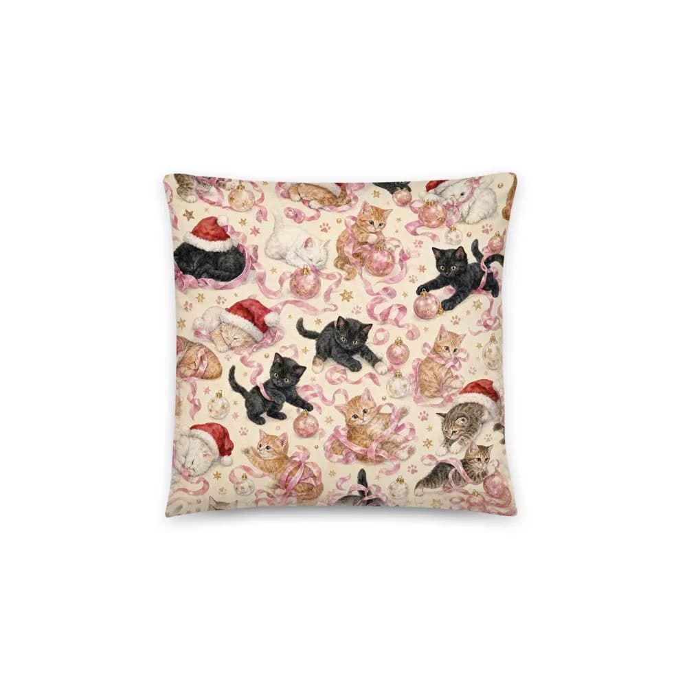 Christmas Kittens Pattern Throw Pillow