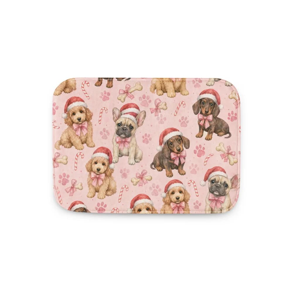 Christmas Puppies Pattern Bath Mat