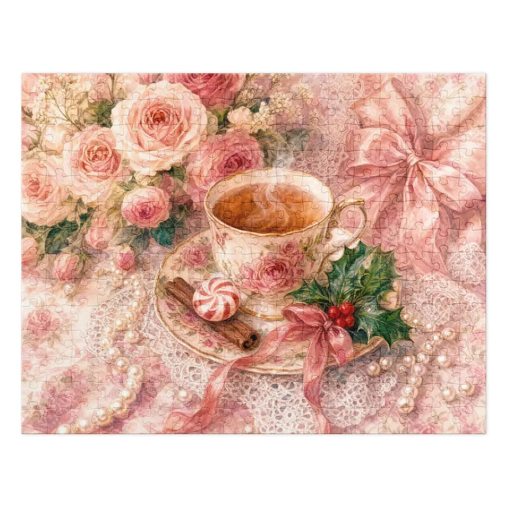 Christmas Teacup with Peppermint Jigsaw Puzzle