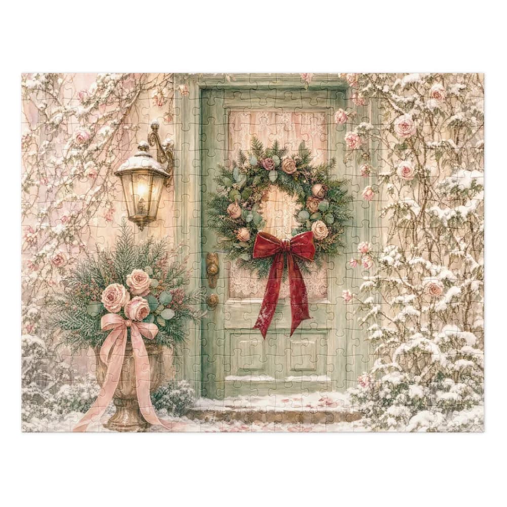 Cottage Door with a Bow Wreath Jigsaw Puzzle
