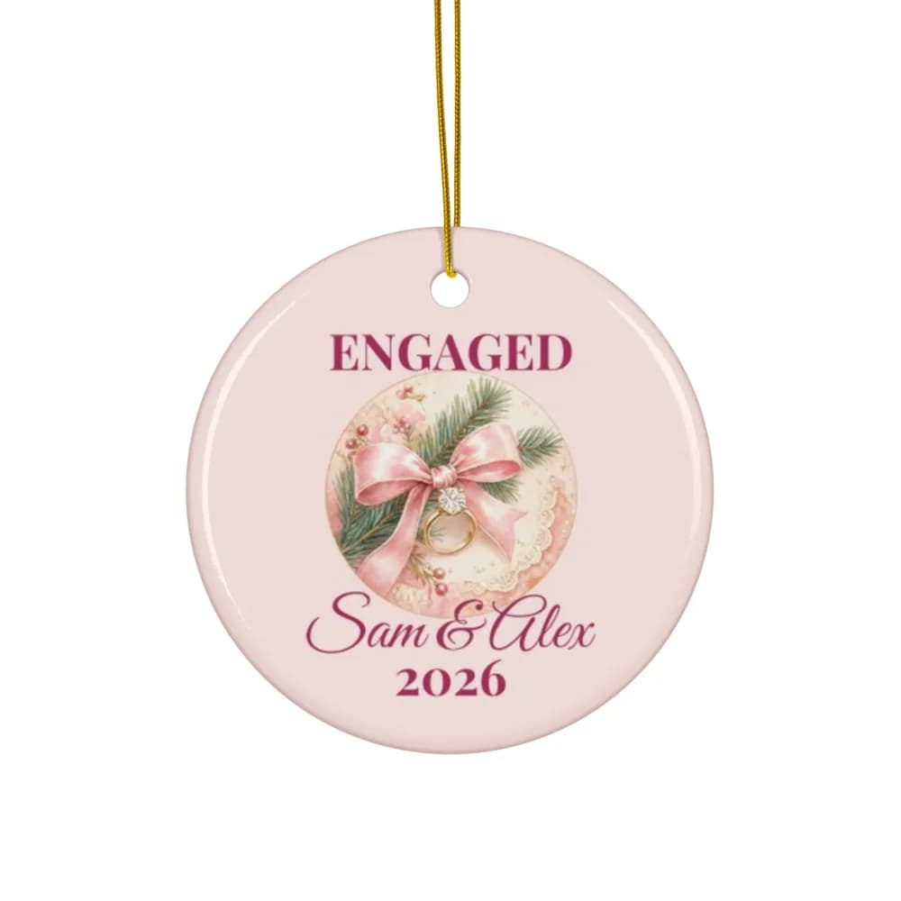 Engaged Christmas Ornament Ceramic Ornament