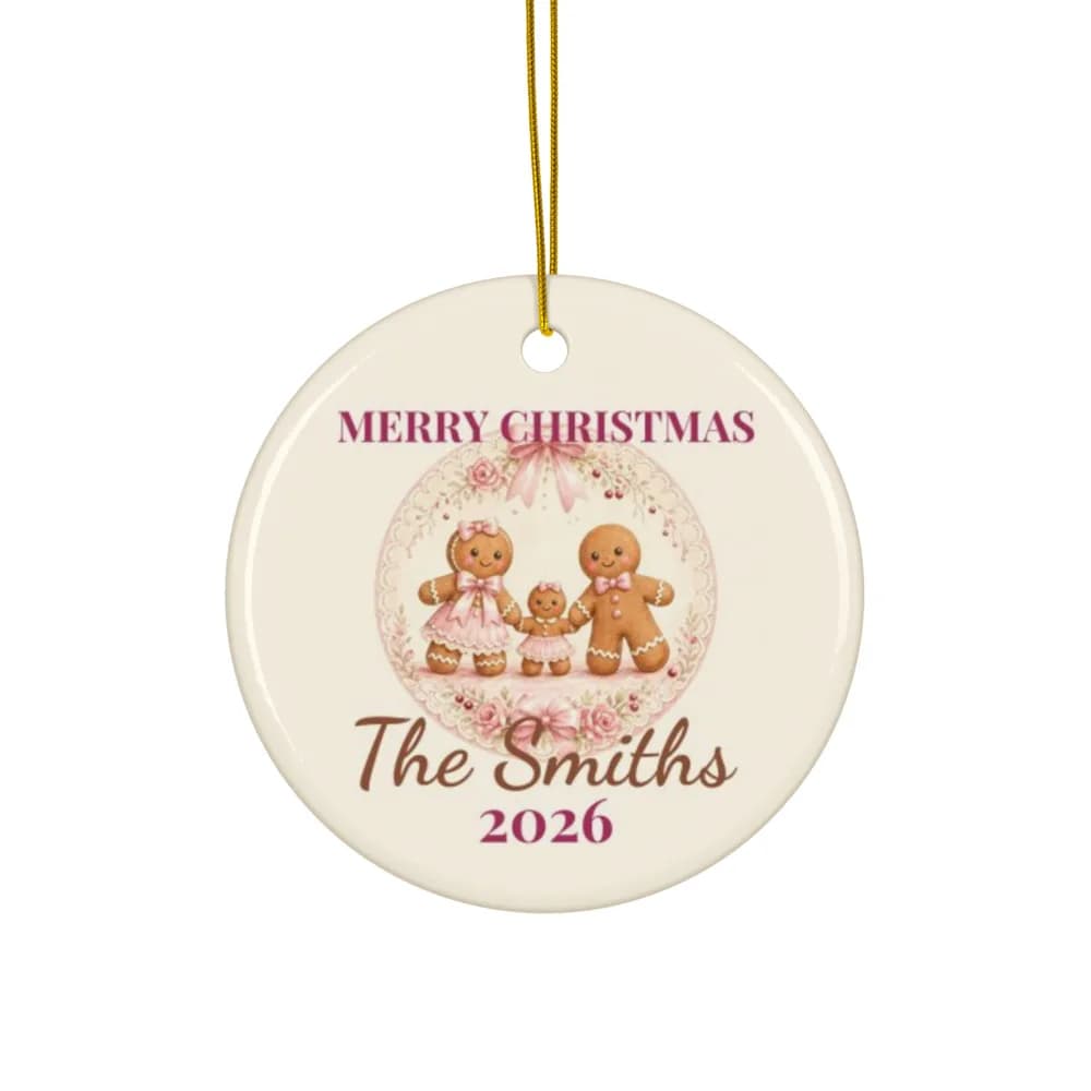 Gingerbread Family Personalized Ornament Ceramic Ornament