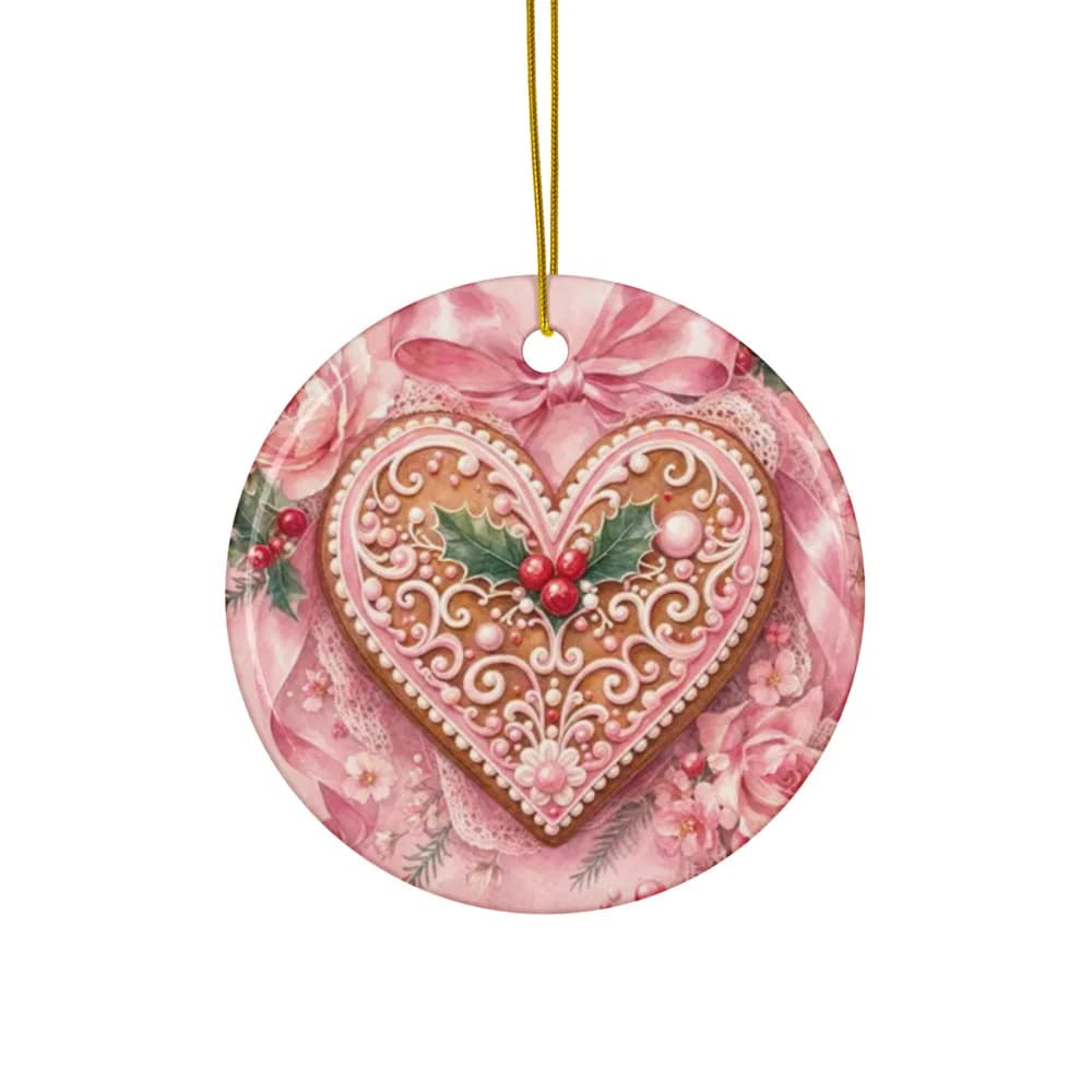 Gingerbread Heart Cookie Ornament Ceramic Ornament