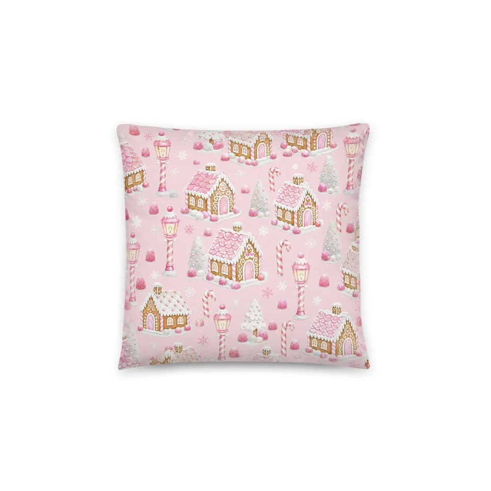 Gingerbread Village Pattern Throw Pillow