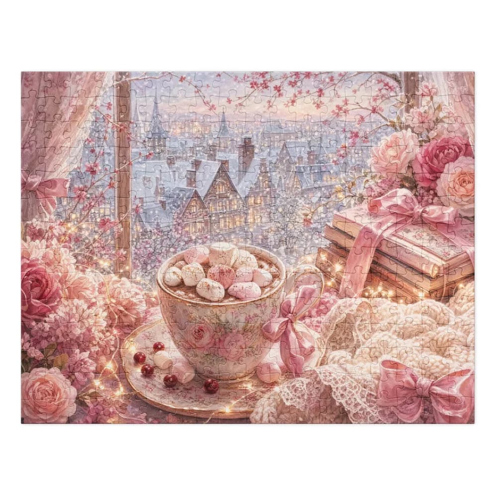 Hot Cocoa by the Snowy Window Jigsaw Puzzle
