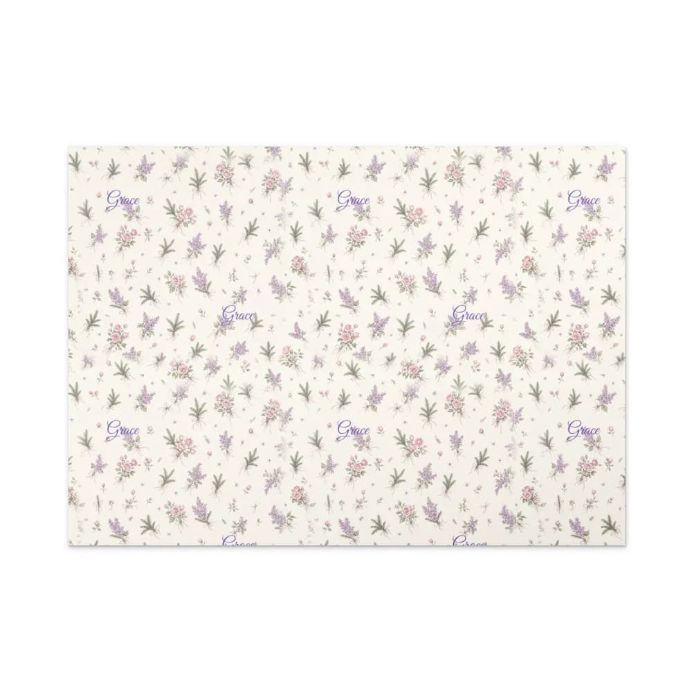 Lilac Florals Name Wrapping Paper Gift Wrap