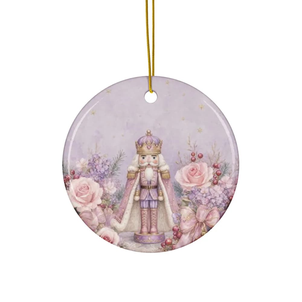 Lilac Nutcracker King Ornament Ceramic Ornament