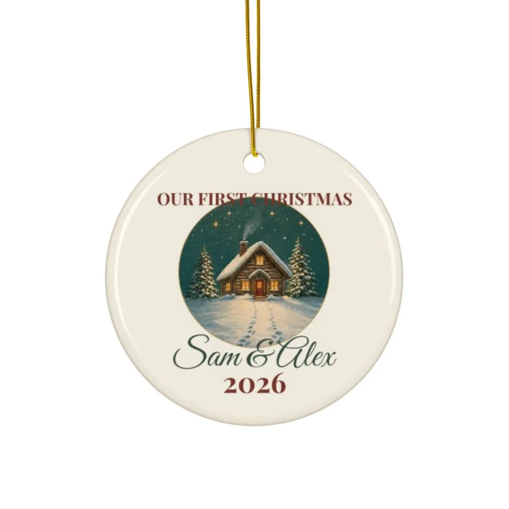 Our First Christmas Cabin Ceramic Ornament