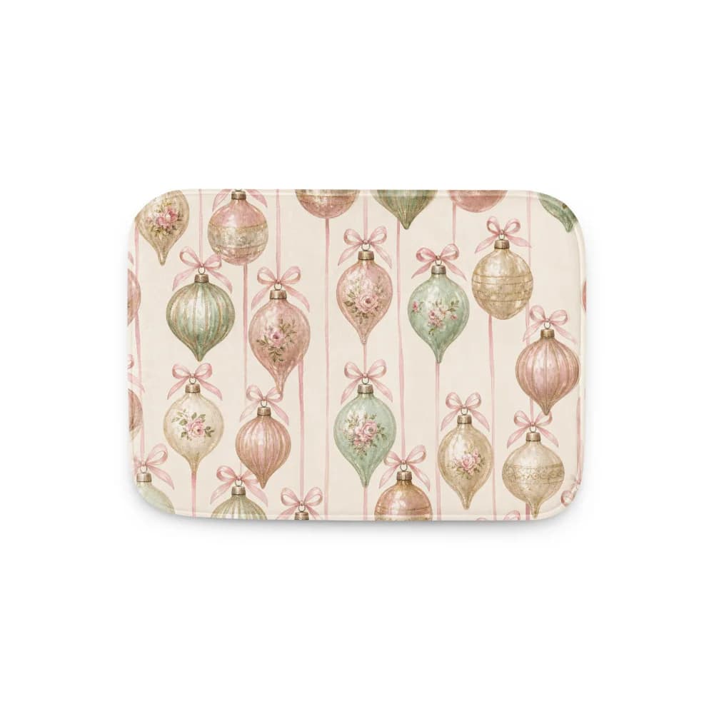 Pastel Vintage Ornaments Pattern Bath Mat