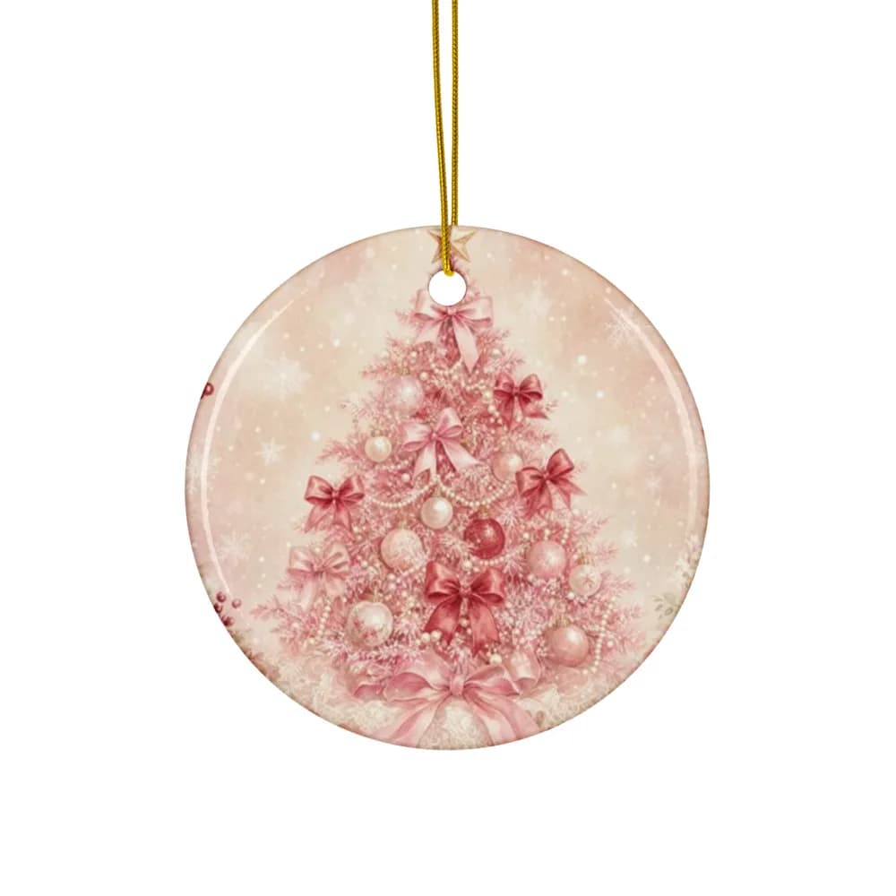 Pink Christmas Tree Ornament Ceramic Ornament