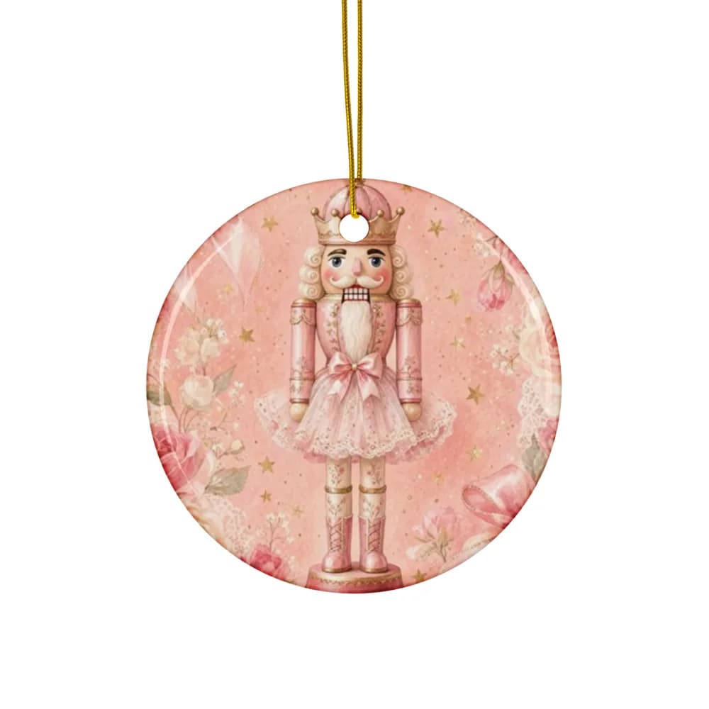 Pink Nutcracker Ballerina Ornament Ceramic Ornament