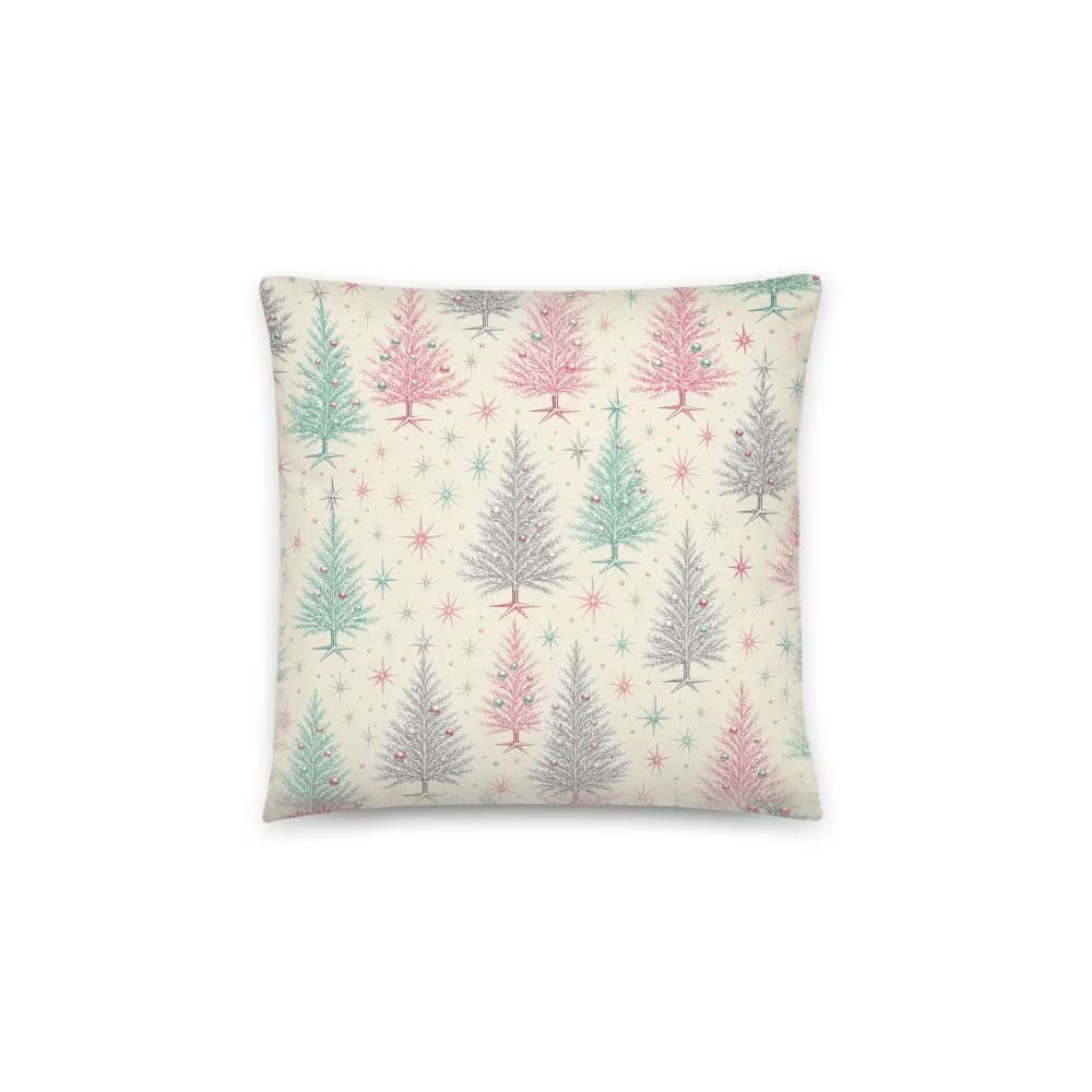 Retro Tinsel Trees Pattern Throw Pillow