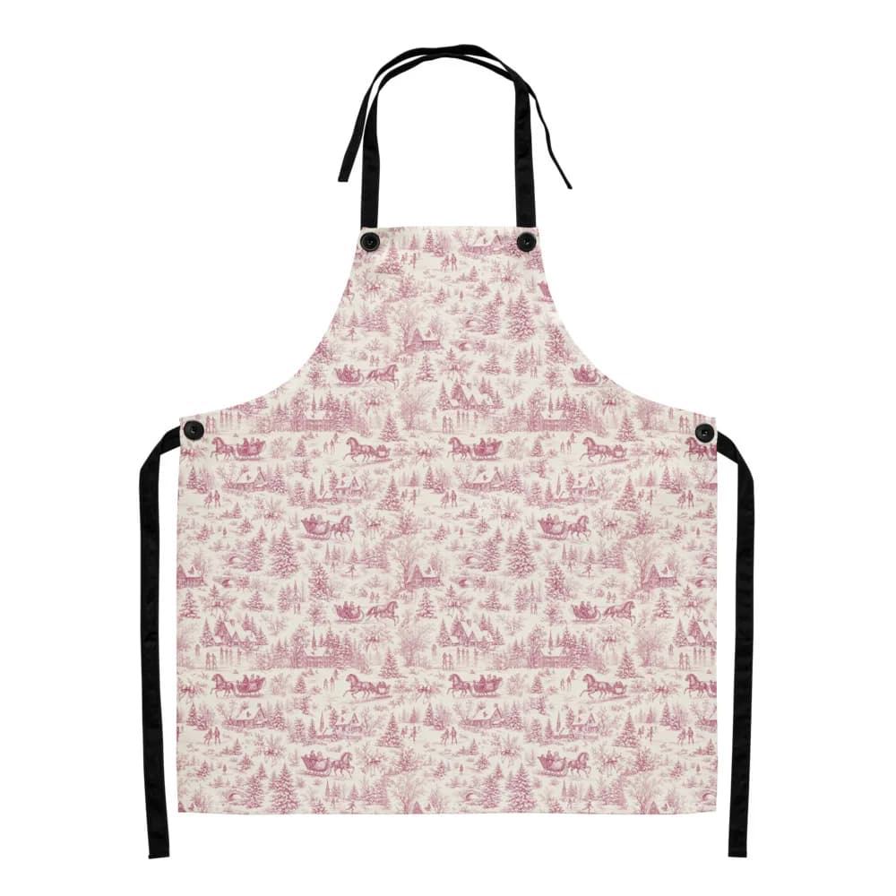 Rose Toile Winter Village Apron