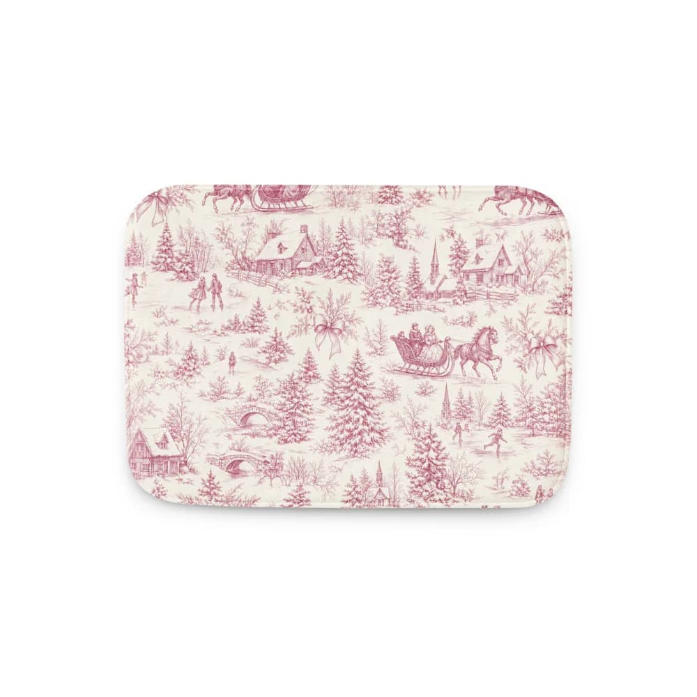 Rose Toile Winter Village Bath Mat