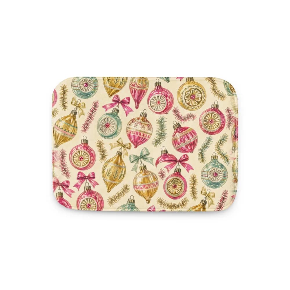 Vintage Glass Baubles Pattern Bath Mat