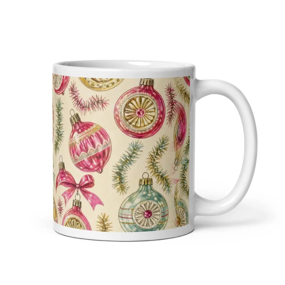 Vintage Glass Baubles Pattern Mug