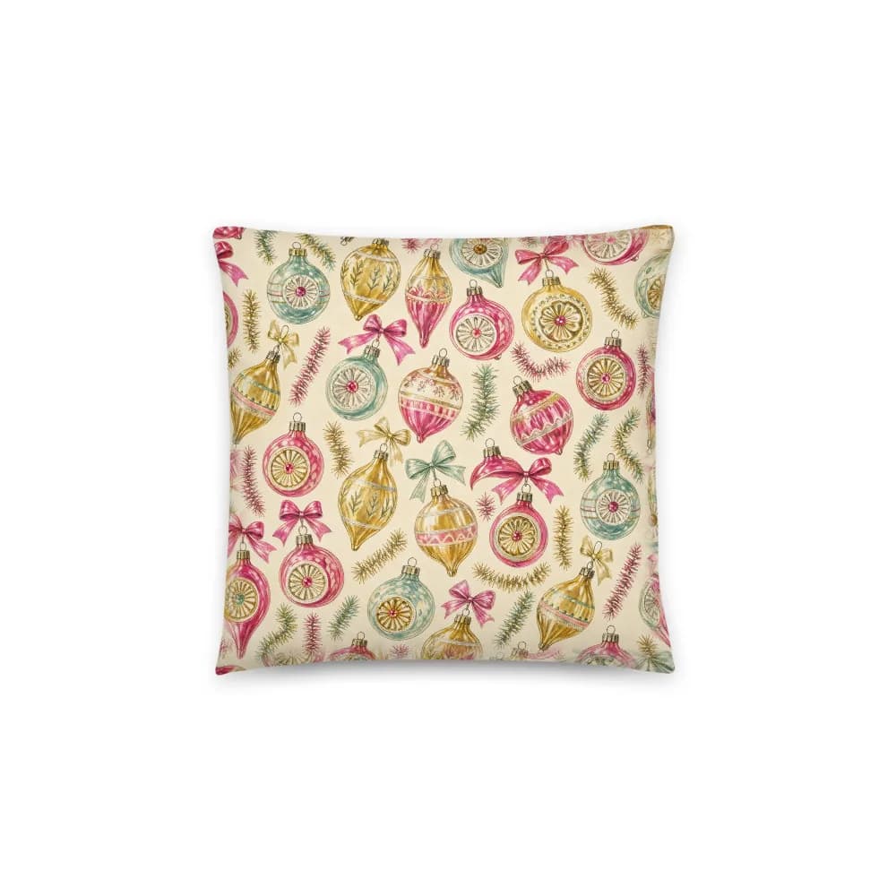 Vintage Glass Baubles Pattern Throw Pillow