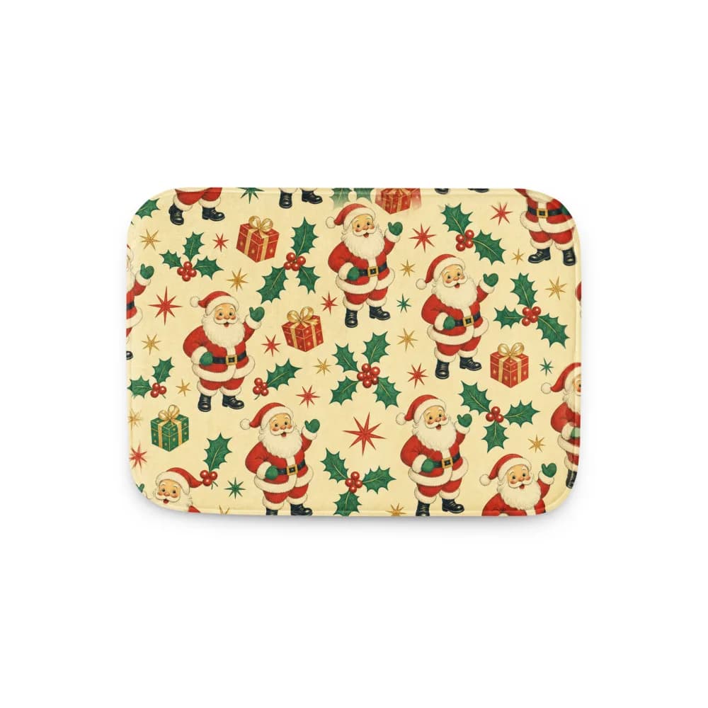 Vintage Santa Christmas Pattern Bath Mat