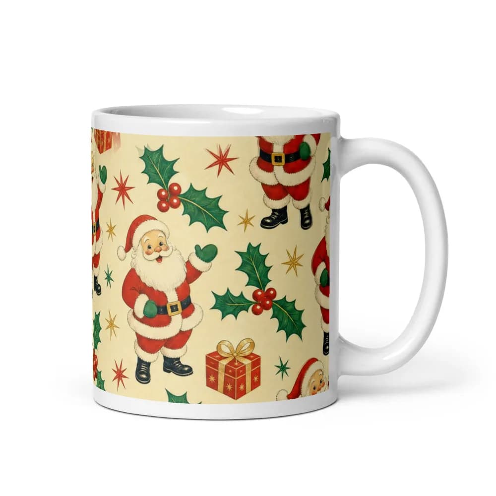 Vintage Santa Christmas Pattern Mug