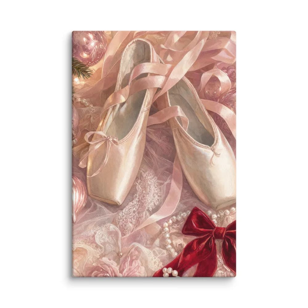Ballet Slippers and Christmas Bows Canvas Print