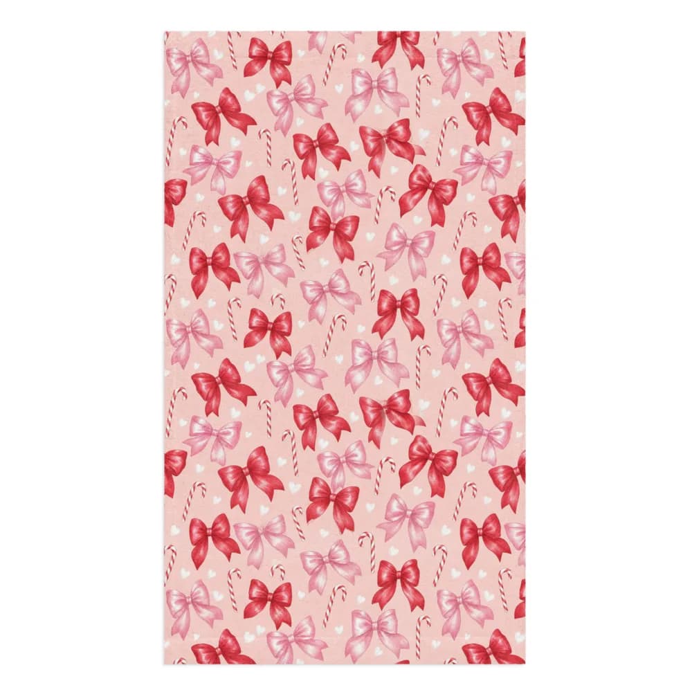 Bows and Candy Canes Pattern Hand Towel