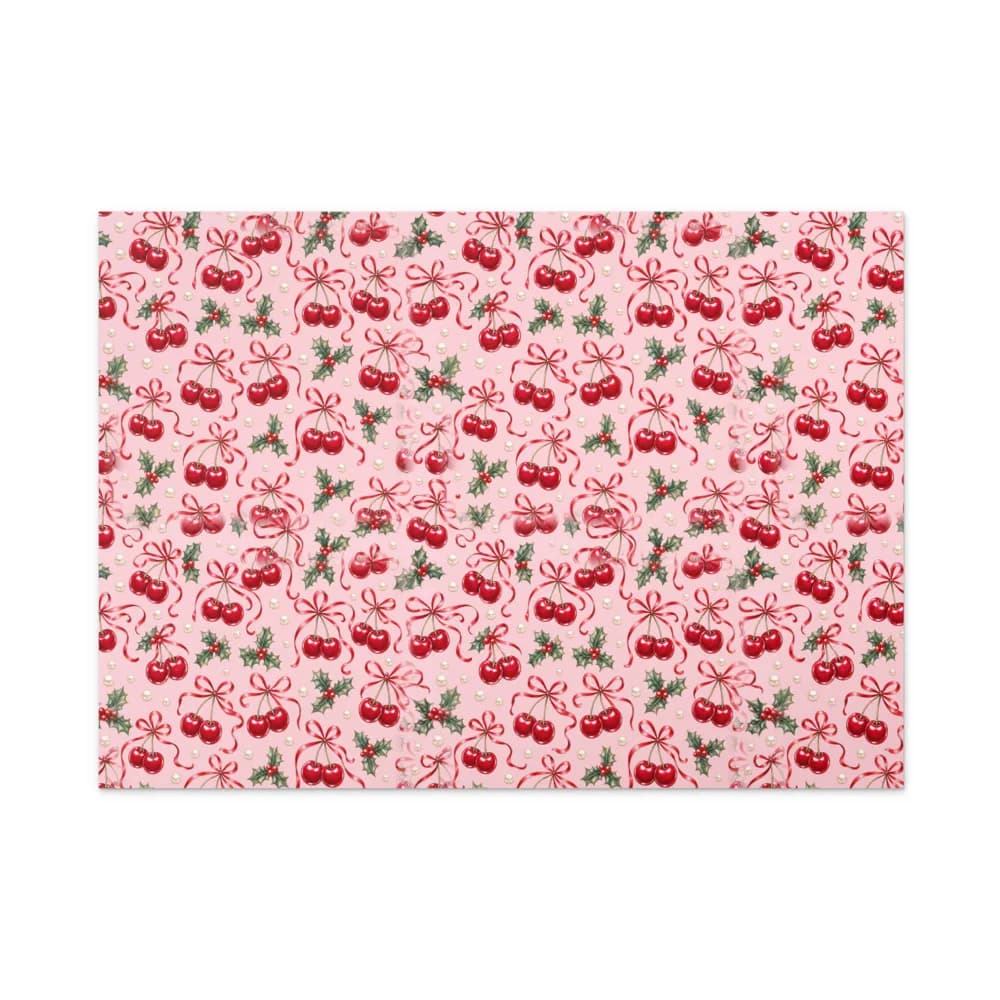 Cherry Bows on Ballet Pink Gift Wrap