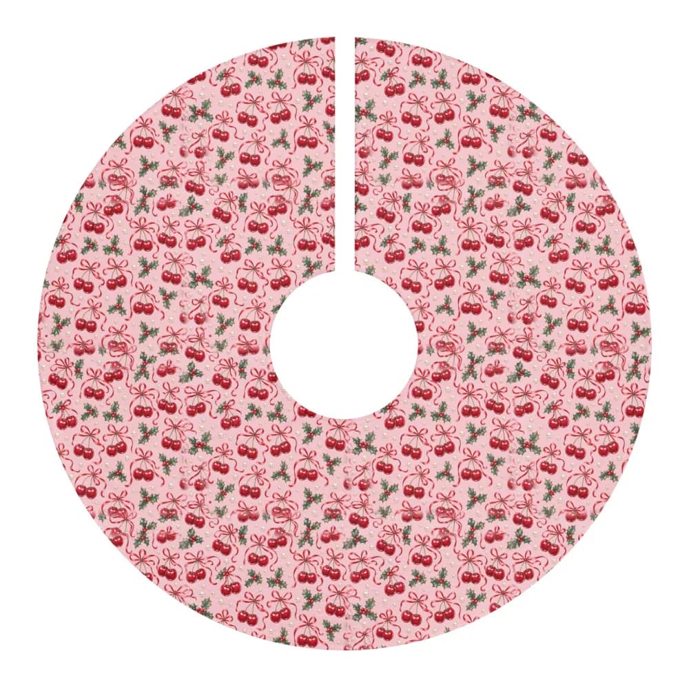 Cherry Bows on Ballet Pink Tree Skirt