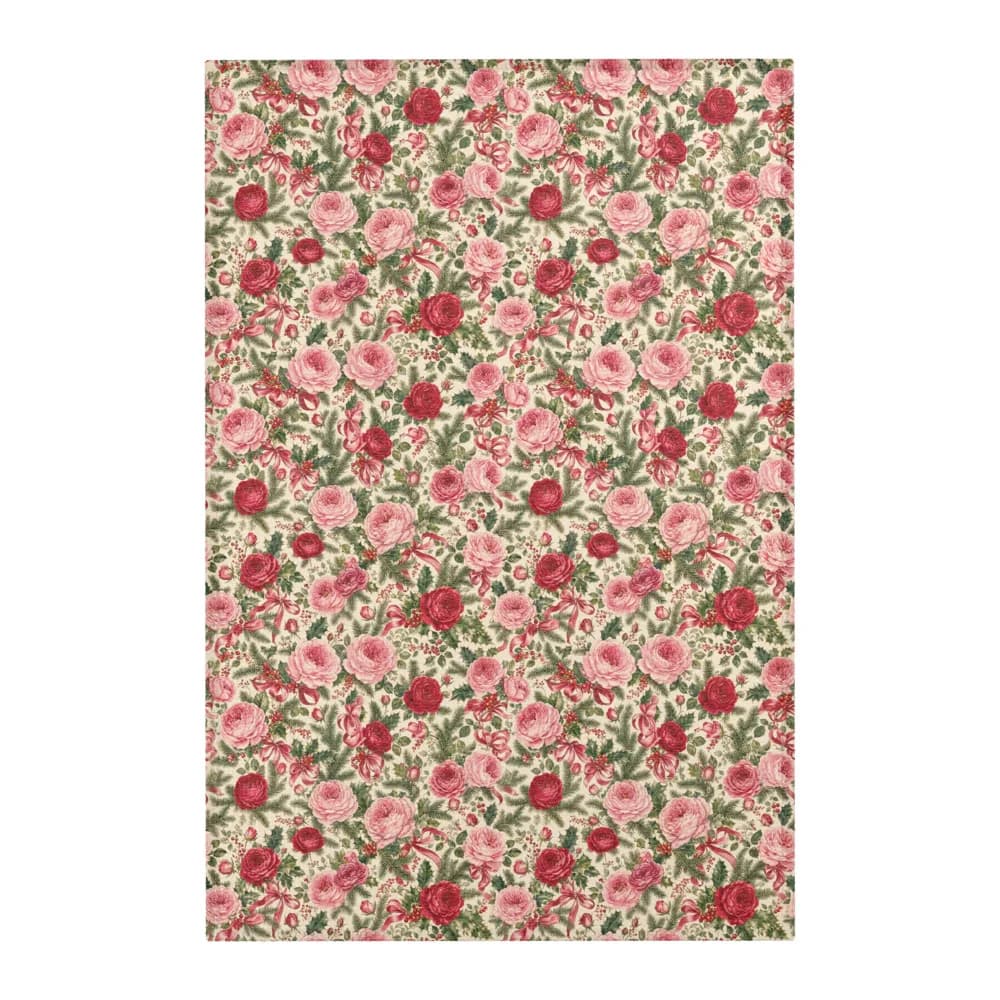 Chintz Christmas Roses Pattern Area Rug