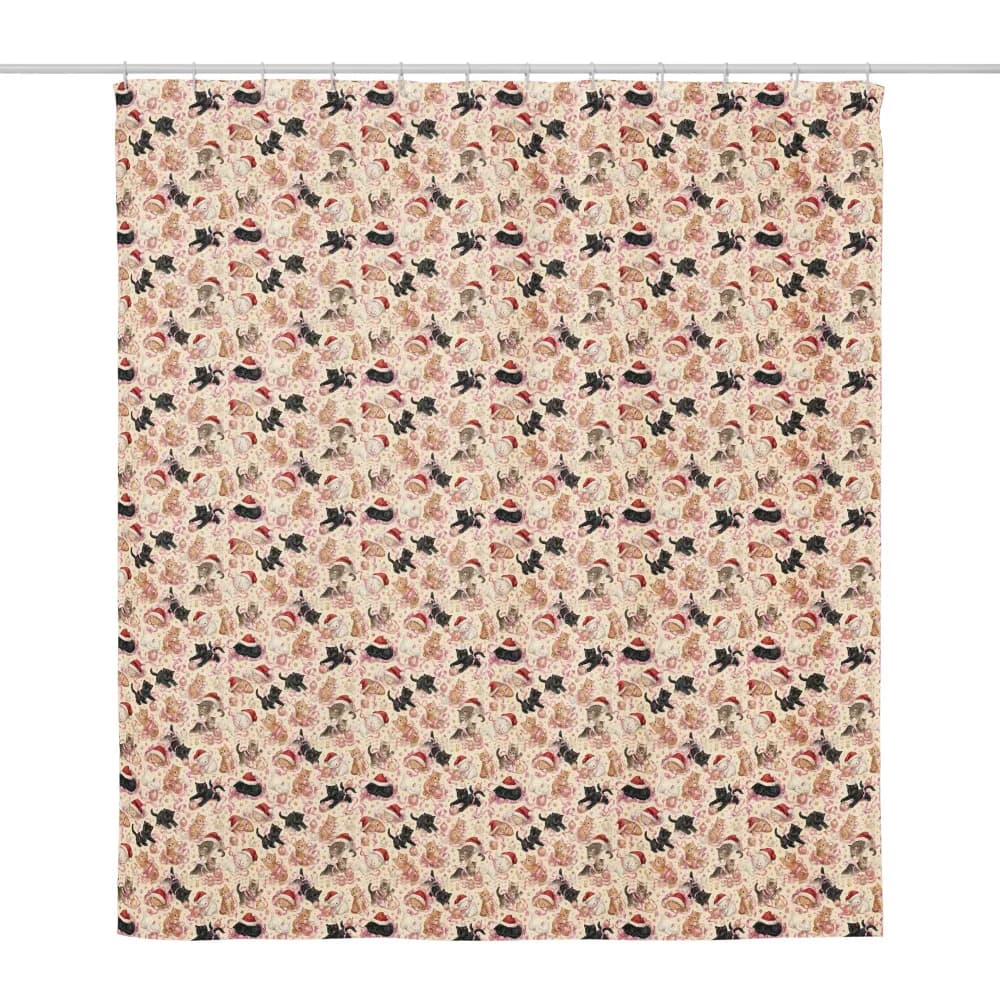 Christmas Kittens Pattern Shower Curtain