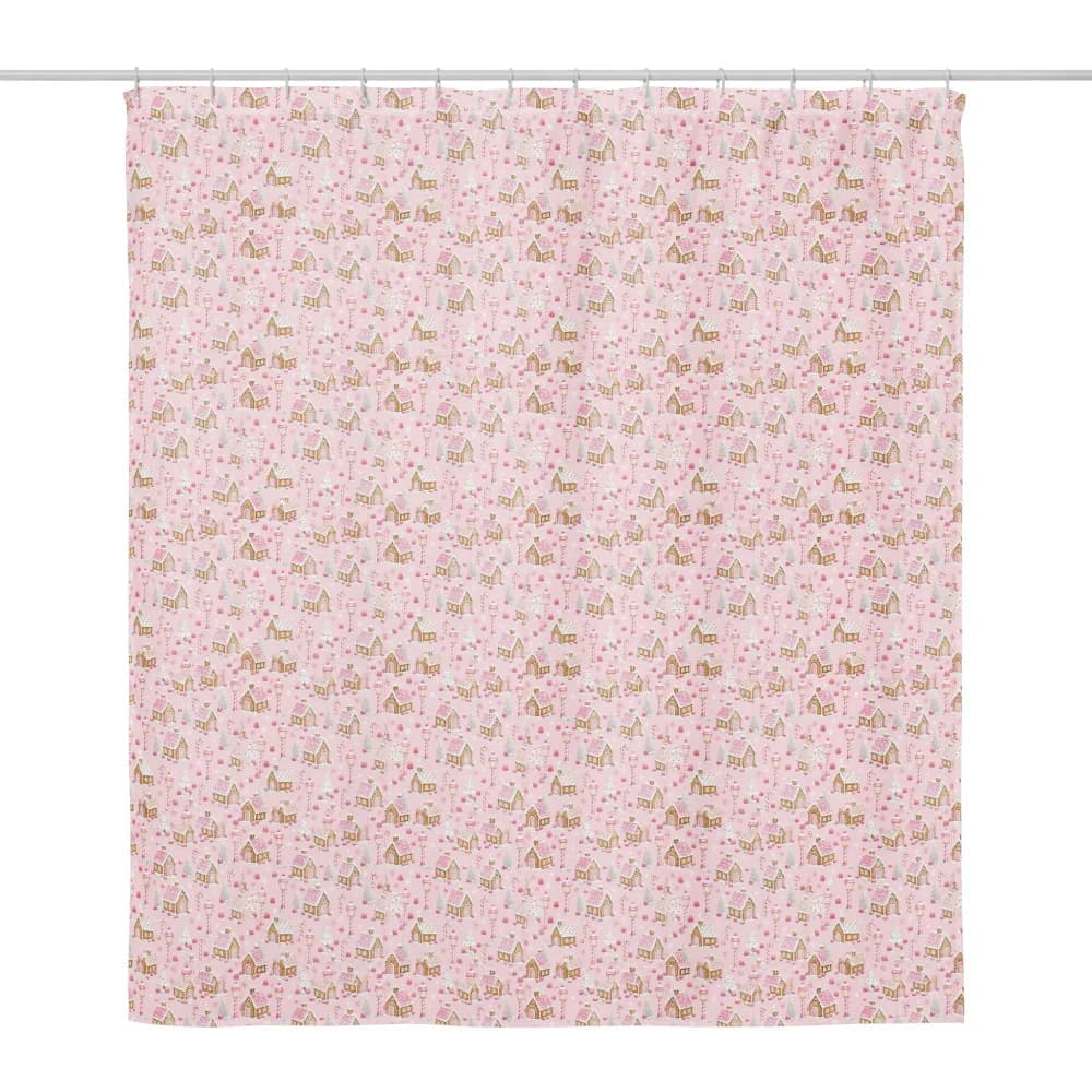 Gingerbread Village Pattern Shower Curtain