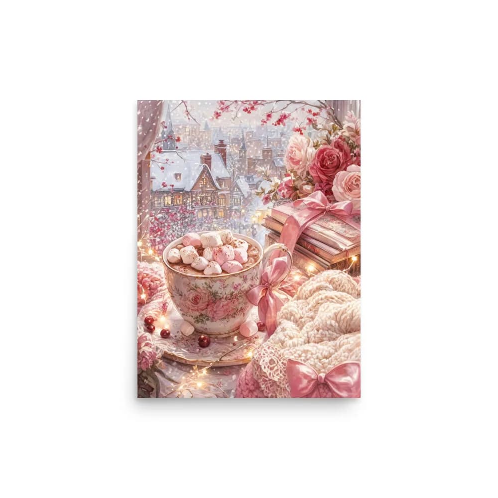 Hot Cocoa by the Snowy Window Enhanced Matte Paper Poster
