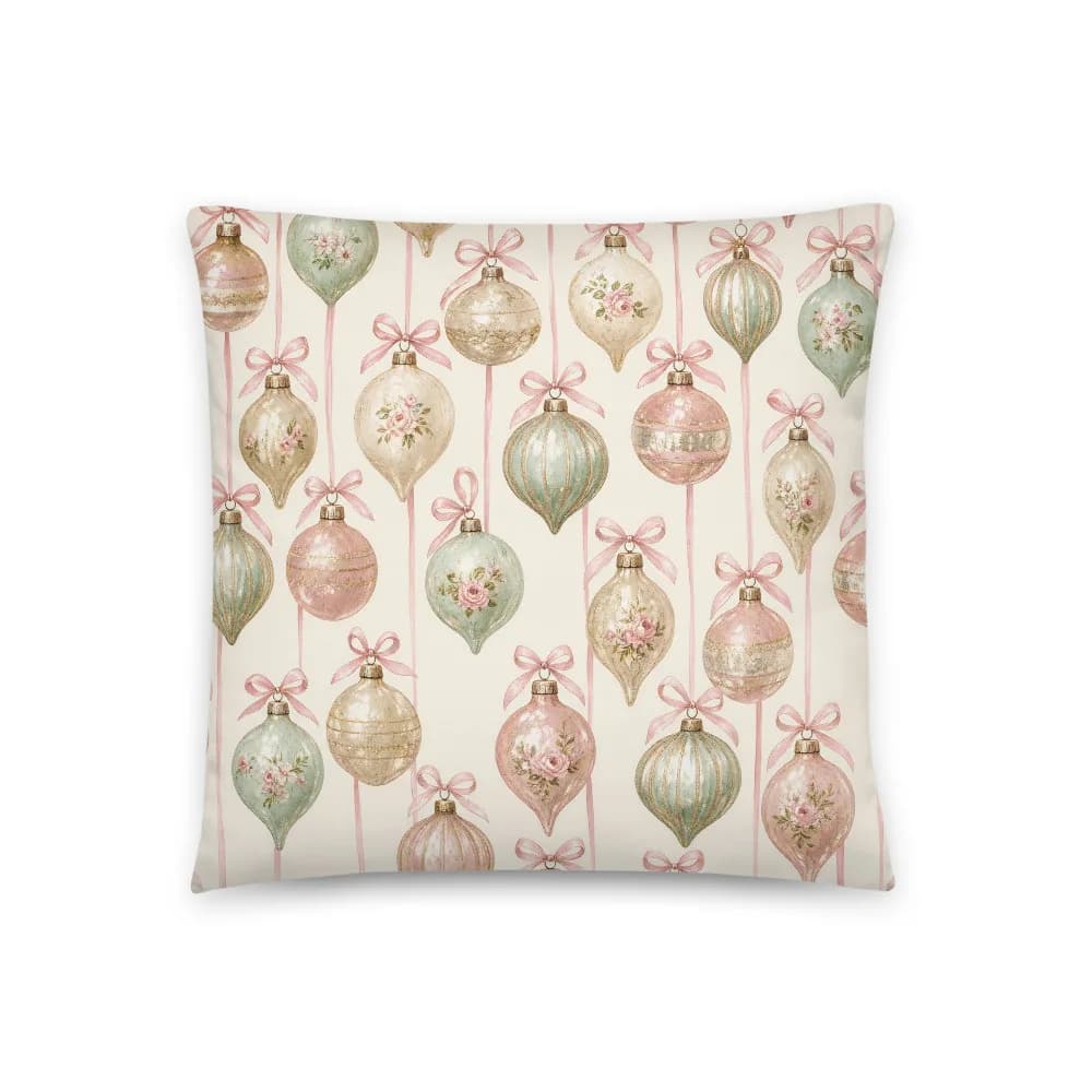 Pastel Vintage Ornaments Pattern Throw Pillow