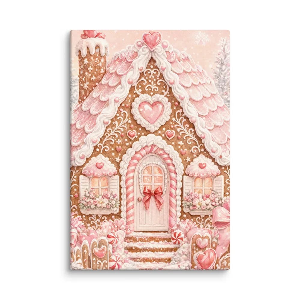 Pink Gingerbread Cottage Canvas Print