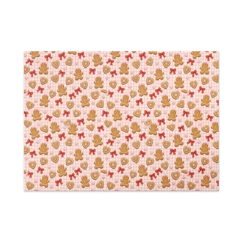 Pink Gingham Gingerbread Pattern Gift Wrap