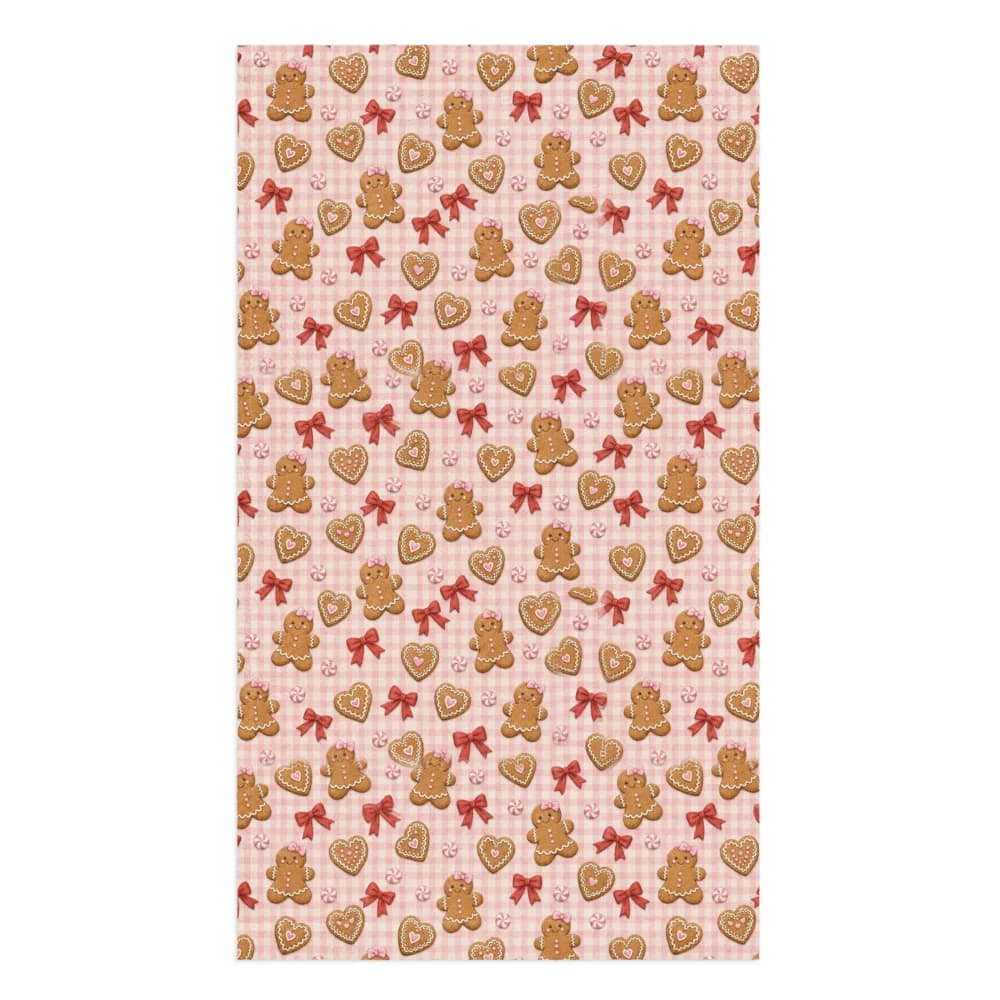 Pink Gingham Gingerbread Pattern Hand Towel