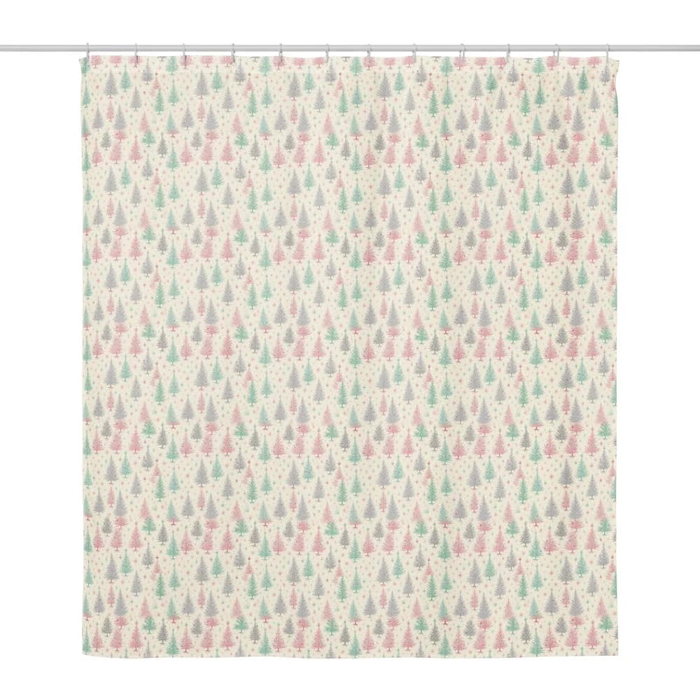 Retro Tinsel Trees Pattern Shower Curtain