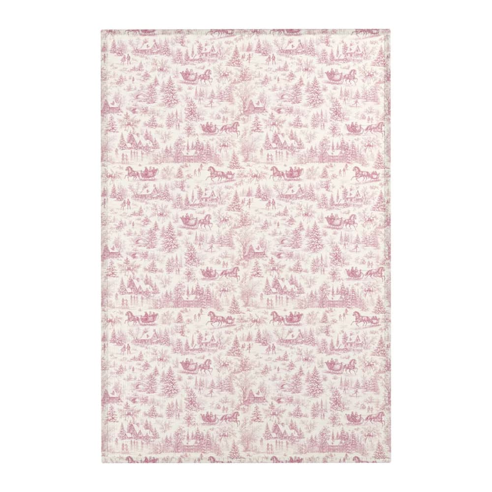 Rose Toile Winter Village Area Rug