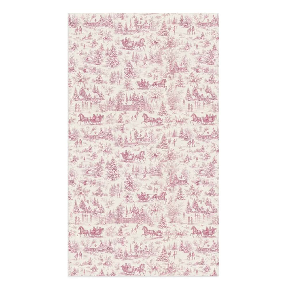 Rose Toile Winter Village Hand Towel