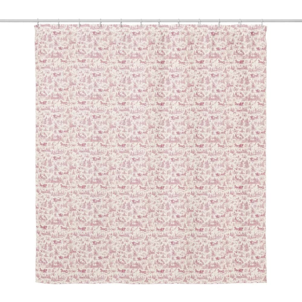 Rose Toile Winter Village Shower Curtain