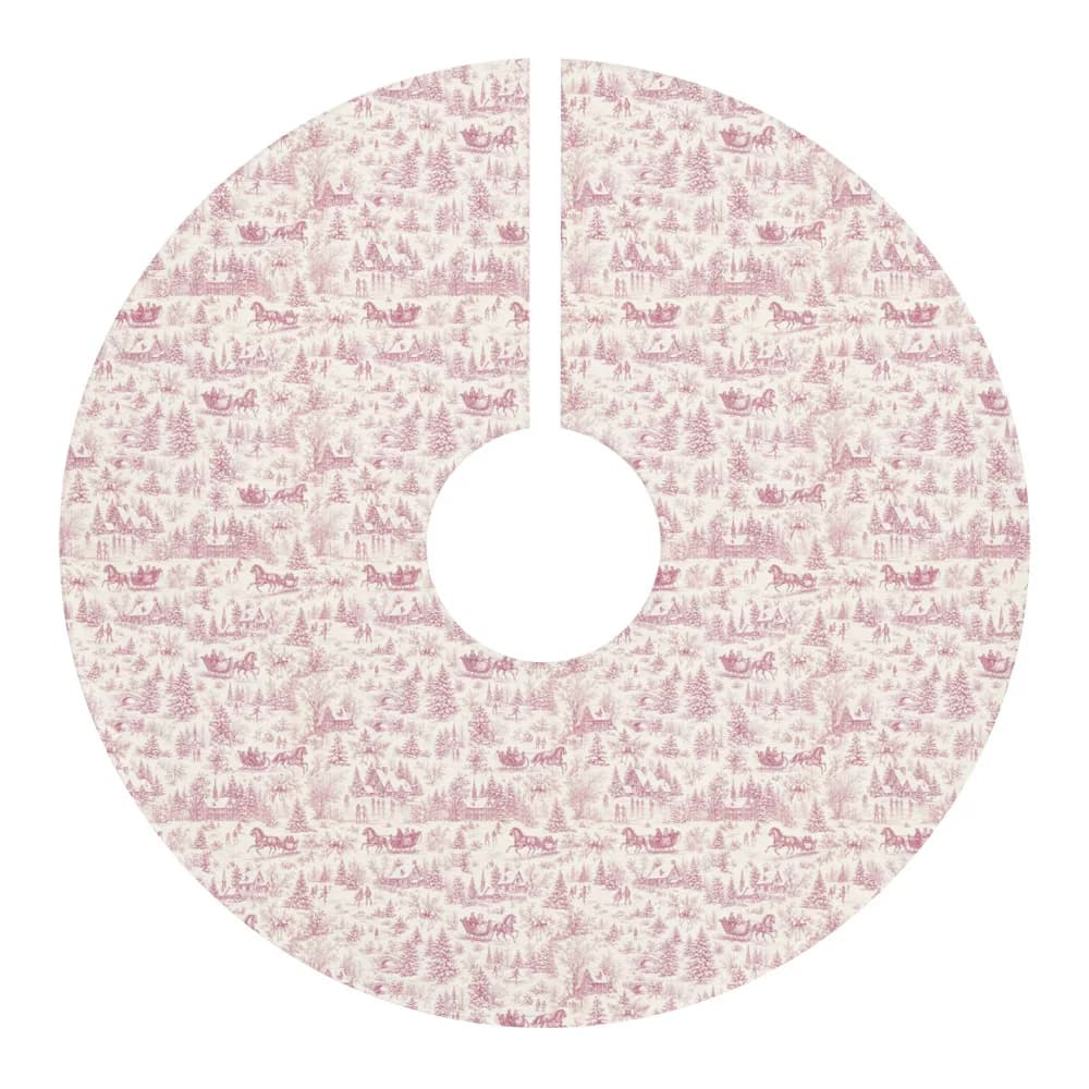 Rose Toile Winter Village Tree Skirt