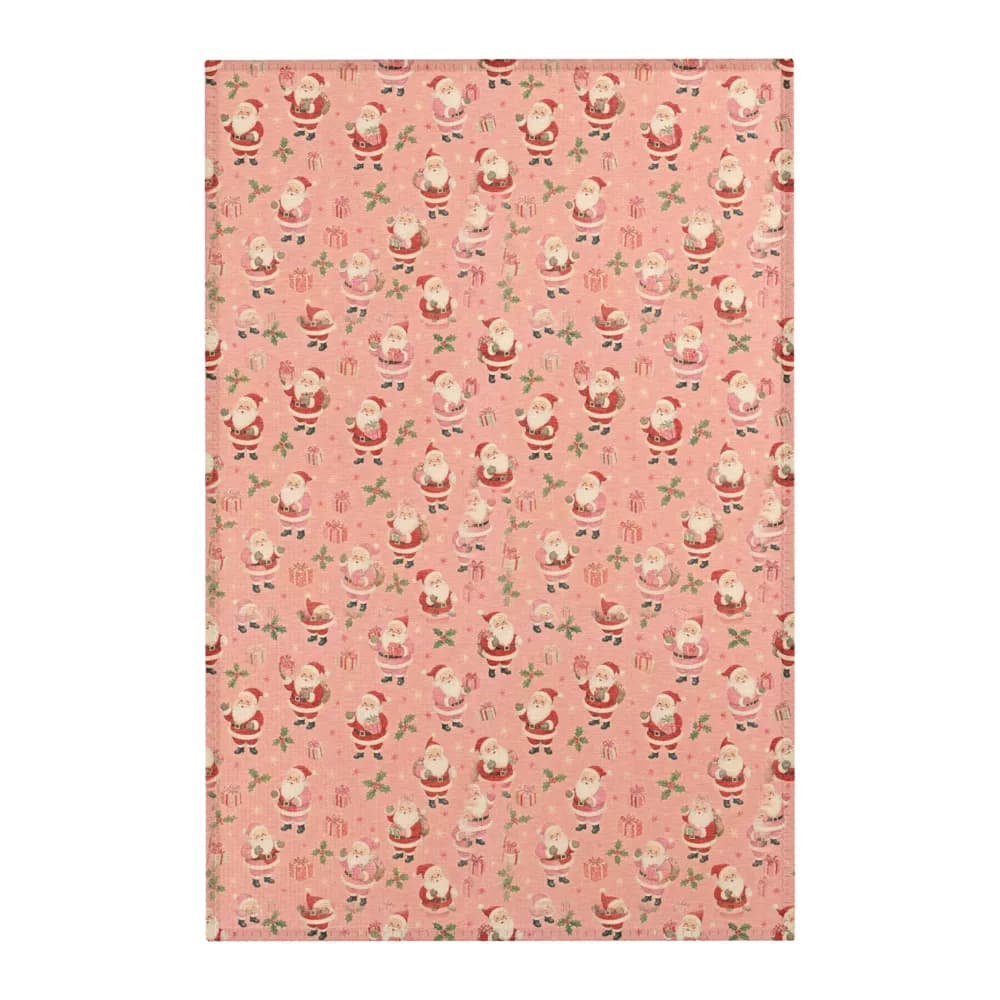 Vintage Pink Santa Pattern Area Rug