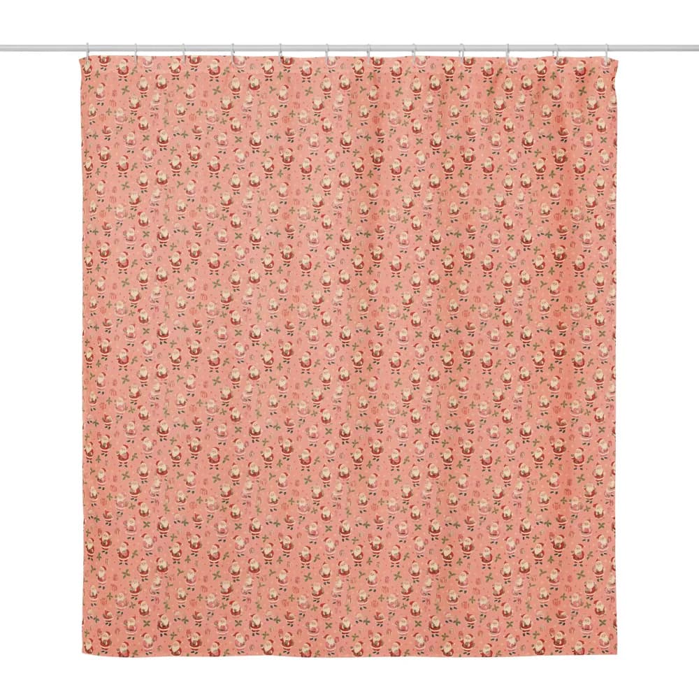 Vintage Pink Santa Pattern Shower Curtain